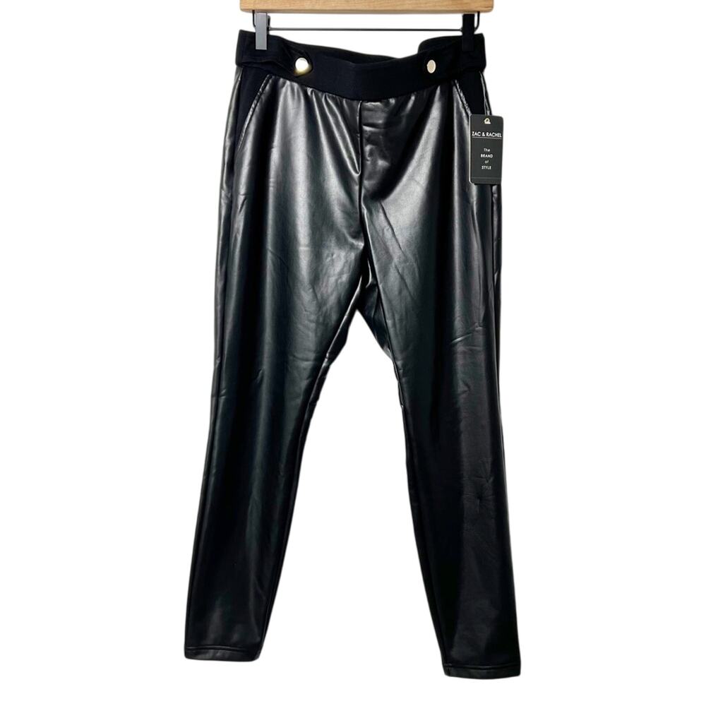 ZAC AND RACHEL BLACK FAUX LEATHER WOMEN STRETCHY PANTS SIZE MEDIUM BRAND NEW
